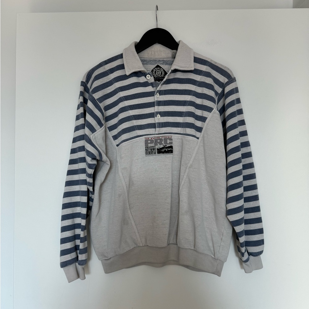 Vintage Permit Pro Racing Circuit Sweatshirt Gray White Stripe